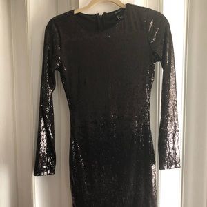Forever21 S Black Sequin Long Sleeve Mini Dress